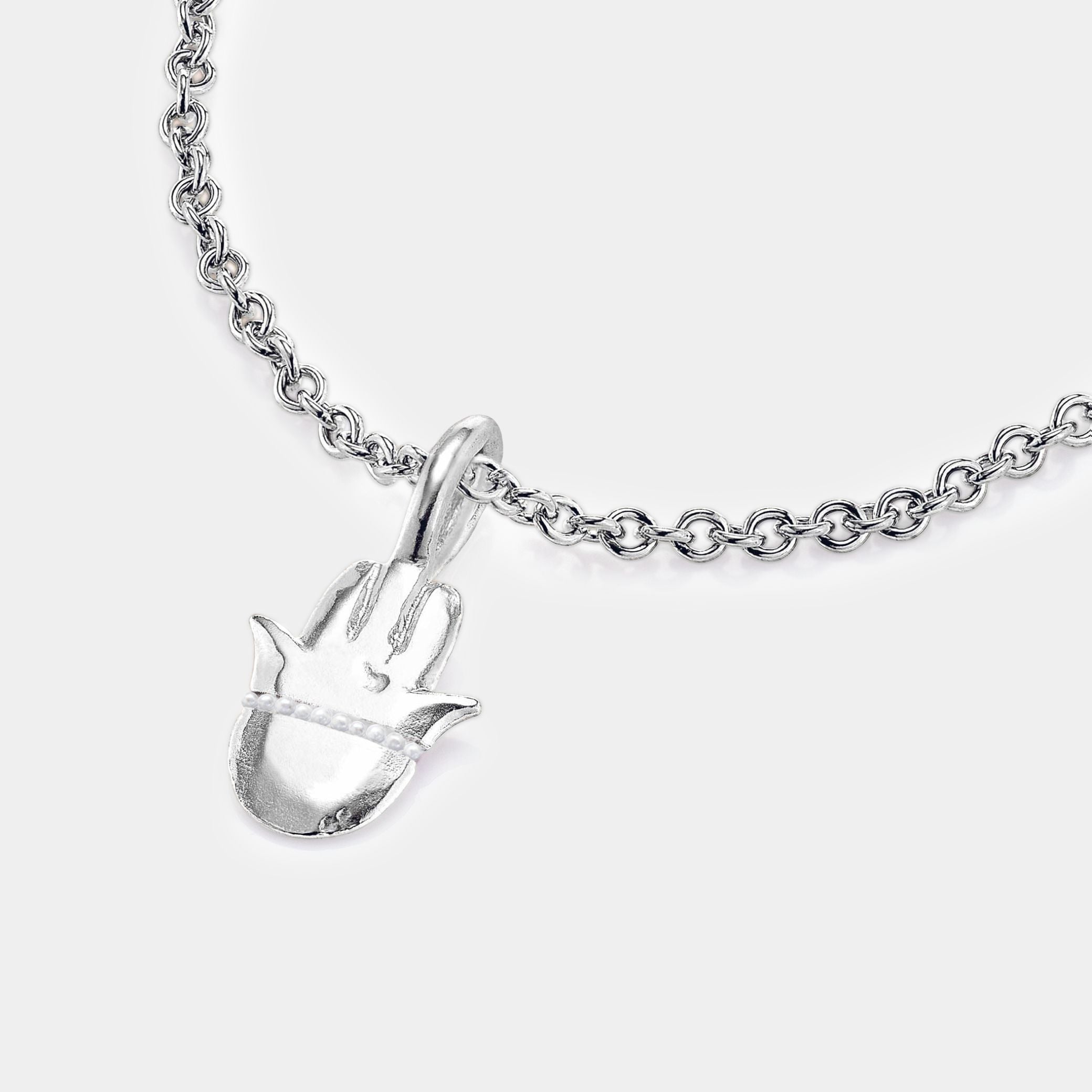 The Pearl Mini Hamsa Necklace - Thousand Fibres