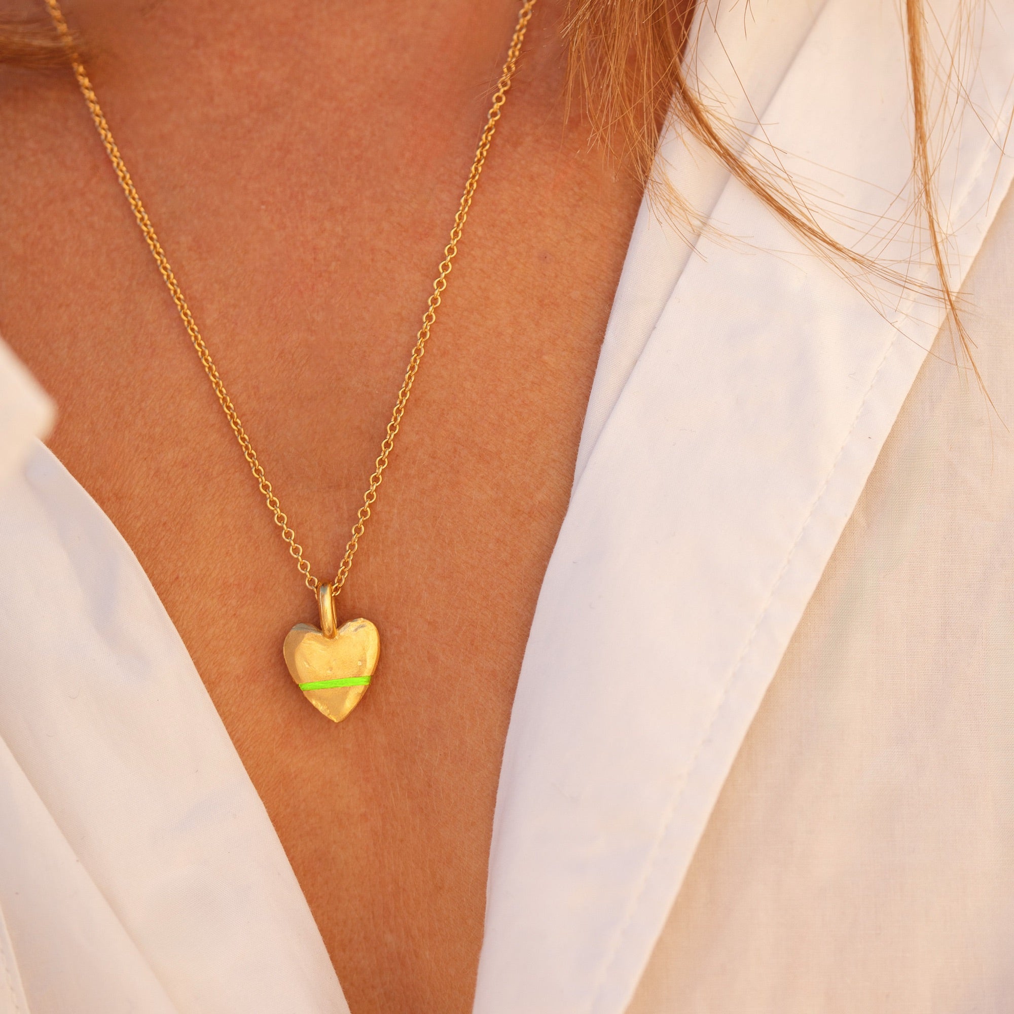 Thousand Fibres  Mini Full-Heart Necklace in Zest